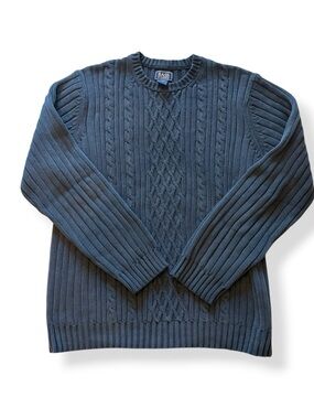 Bass Men's Dark Blue Cable Knit Crewneck Sweater